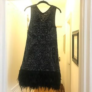 Black and silver flapper-inspired dress